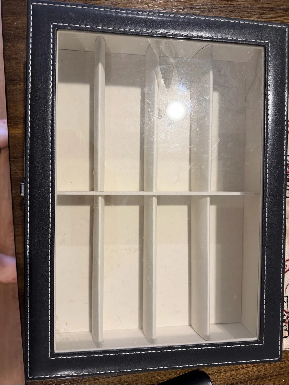 Eyewear Storage Organizer Box in Cream with Mirror